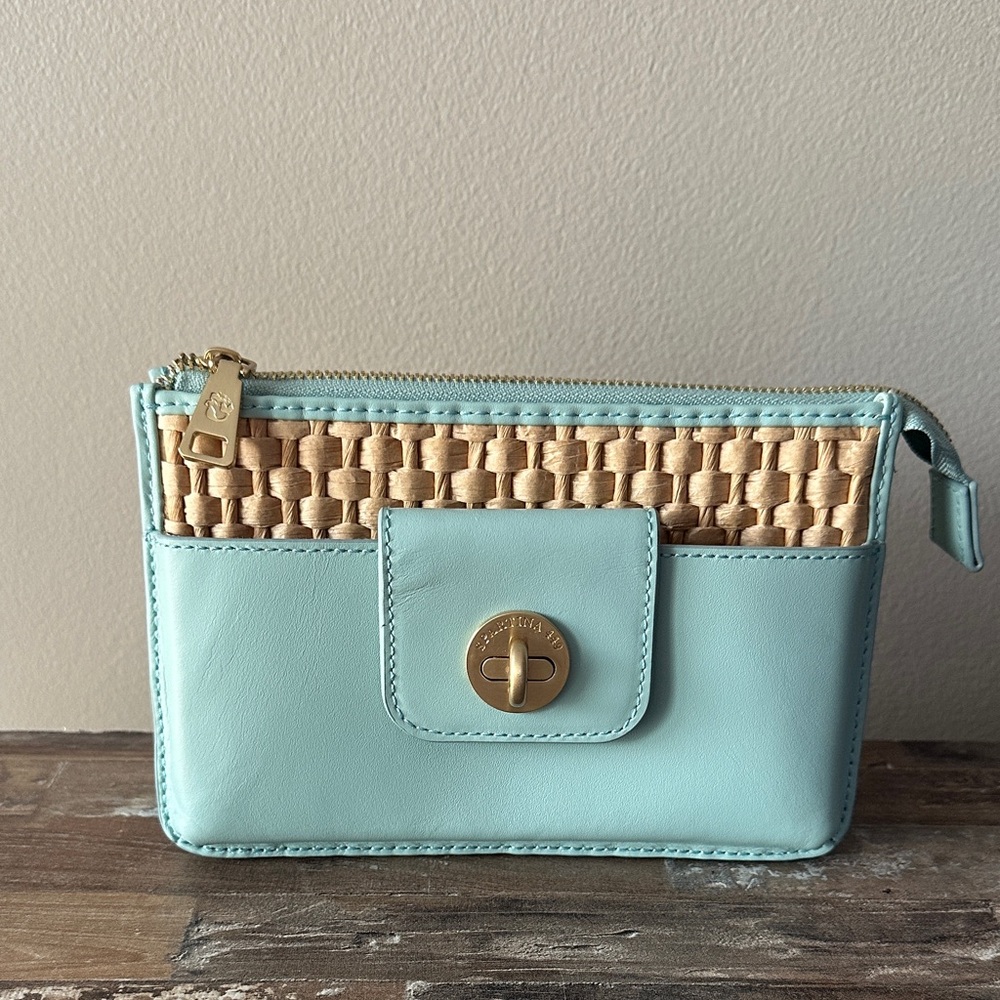 Spartina 449 Hipster Queenie Tropical Floral Sea Foam Clutch & Crossbody Bag - Picture 2 of 10